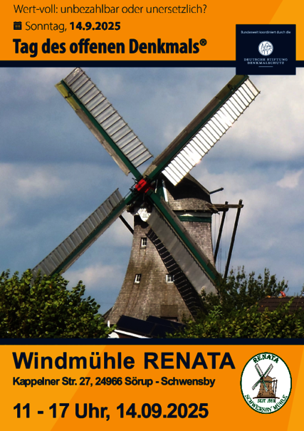 Tag des offenen Denkmals® in der Mühle RENATA am 14.09.2025 von 11-17 Uhr